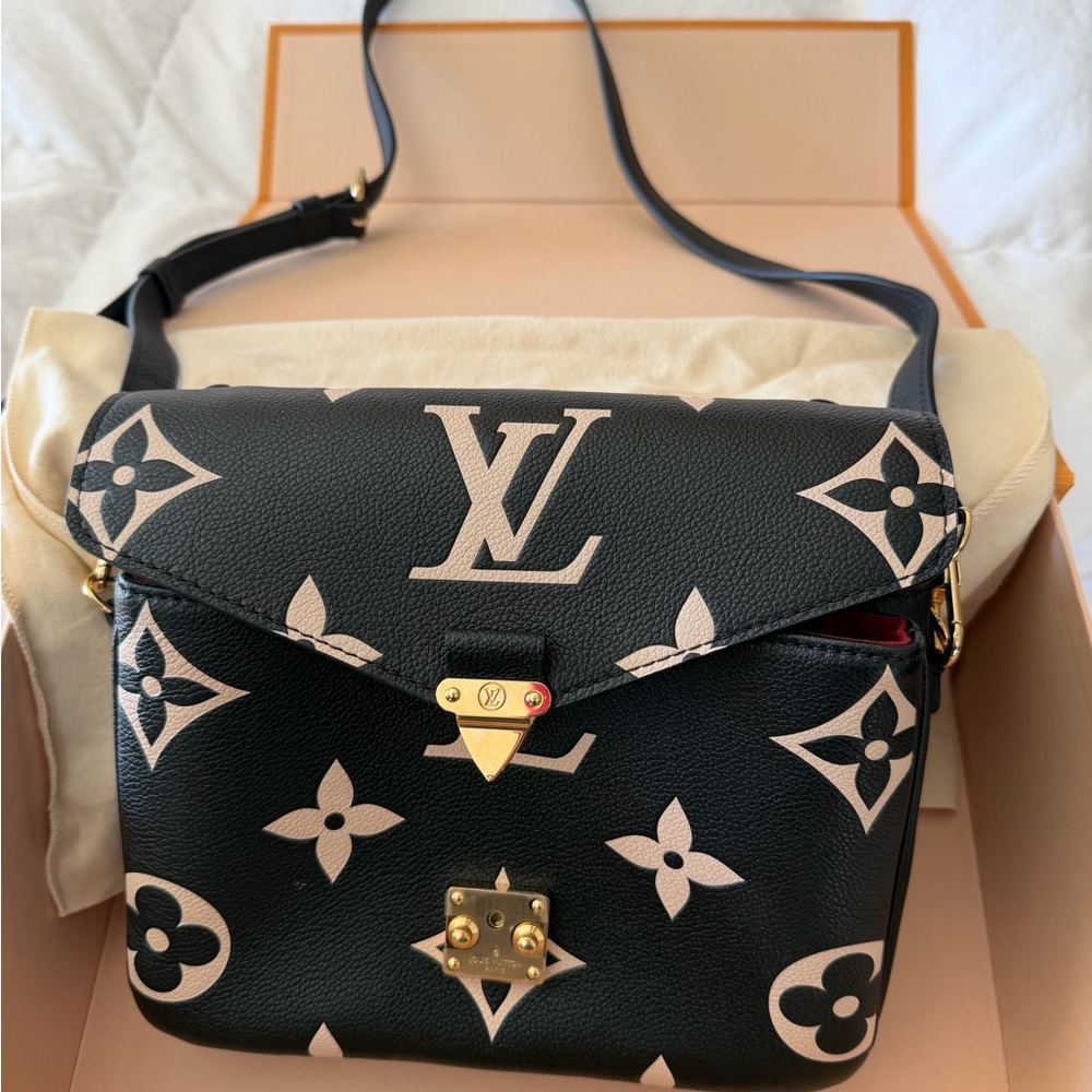 Louis Vuitton Black and Pink Floral Crossbody Bag